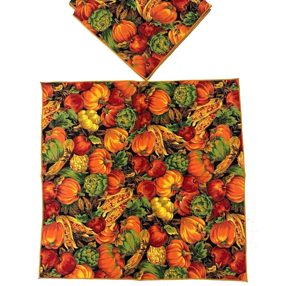 Thanksgiving or Fall Country Harvest Cloth Table Napkins Lot of 10 NEW